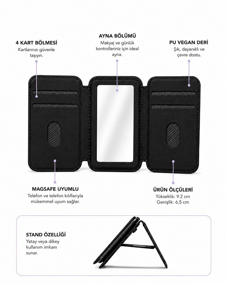 Fixo Standlı Siyah Magnetik Yapıştırmalı Mıknatıslı Kartlık
