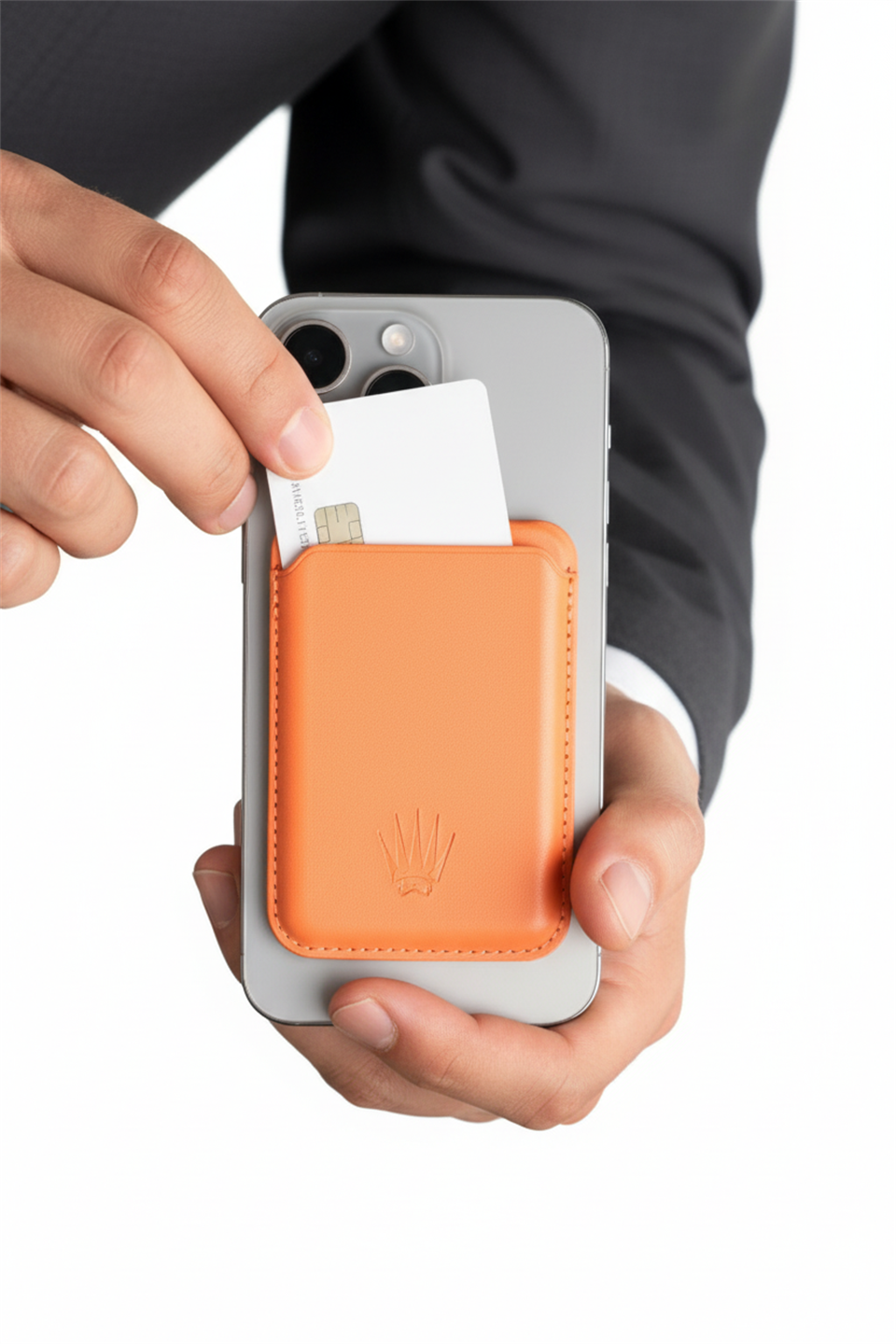 Kickstand Standlı Turuncu Magnetik Yapıştırmalı Mıknatıslı Kartlık