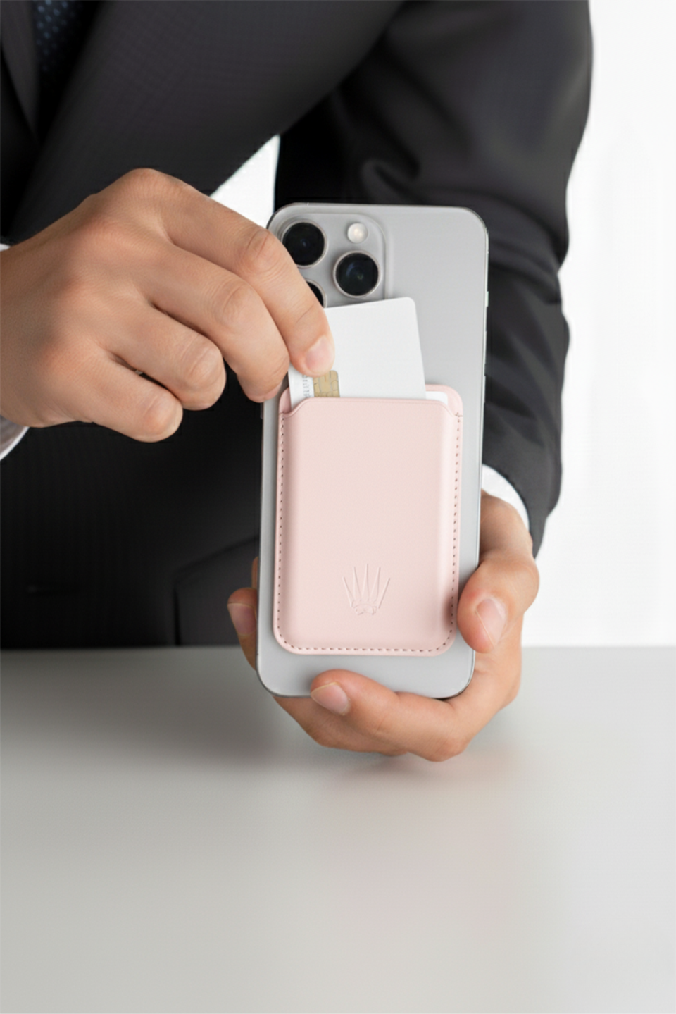 Kickstand Standlı Toz pembe Magnetik Yapıştırmalı Mıknatıslı Kartlık