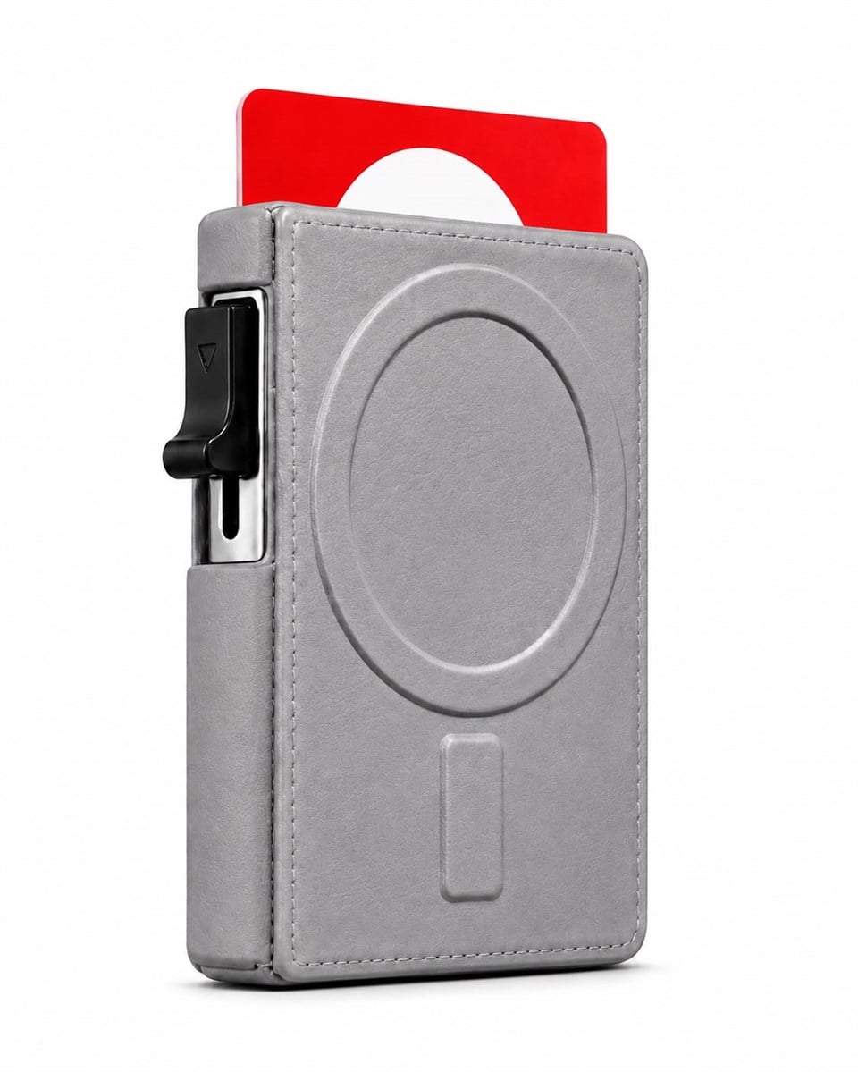 Riva Standlı Gri Magnetik Yapıştırmalı 5 Hazneli Mıknatıslı Kartlık