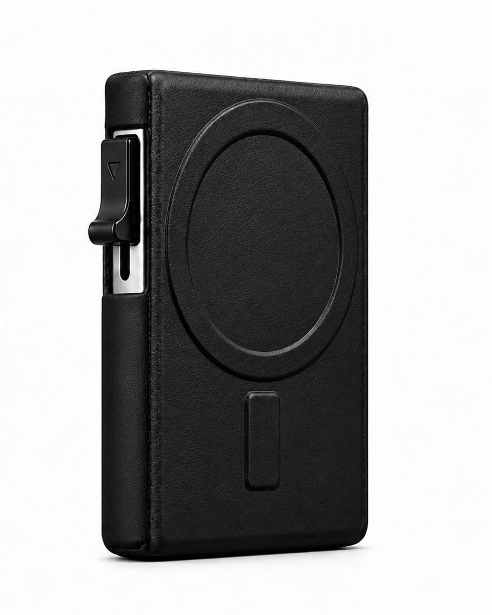 Riva Standlı Siyah Magnetik Yapıştırmalı 5 Hazneli Mıknatıslı Kartlık