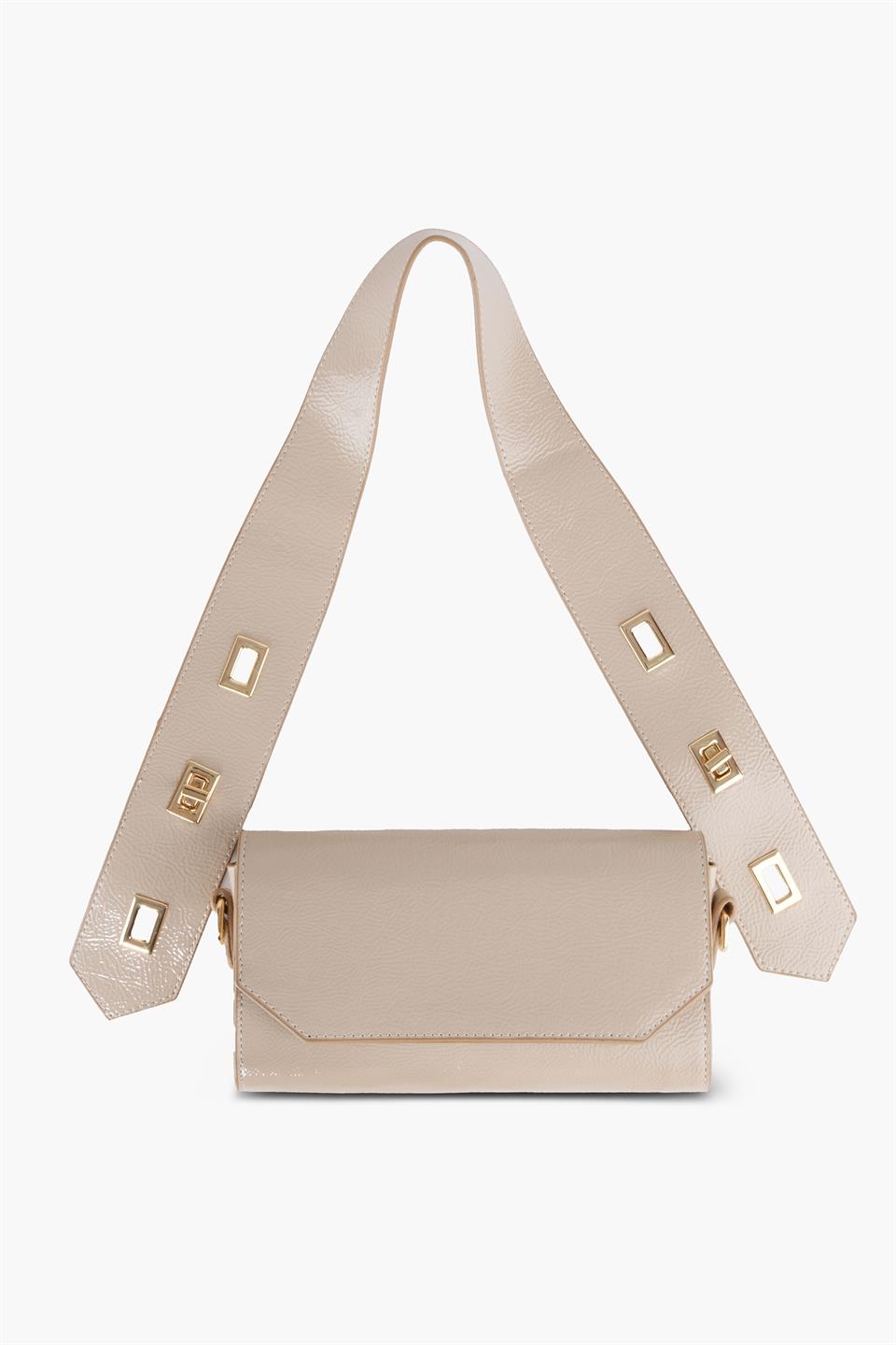 Kadın Çantası Krem Deri Ayarlanabilir Omuz Ve El Çantası AMY