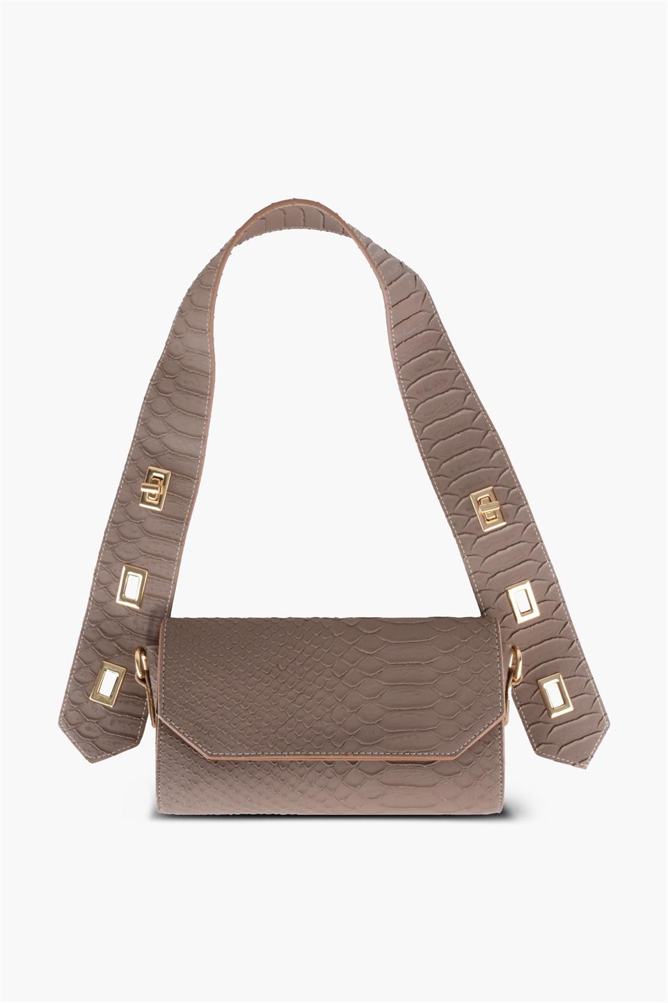 Kadın Desenli Vizon Deri Ayarlanabilir Omuz Ve El Çantası AMY