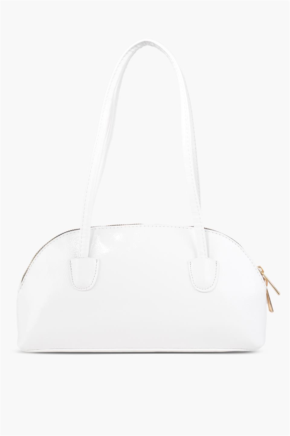 Beyaz Deri Omuz Çantası Aria