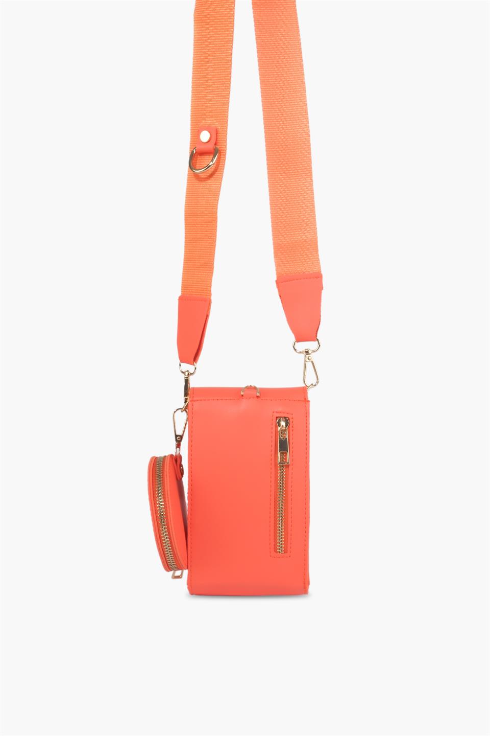 Kadın Çantası Turuncu Telefon Çantası Bozuk Para Cüzdanı Çapraz Askılı Çanta Camilla