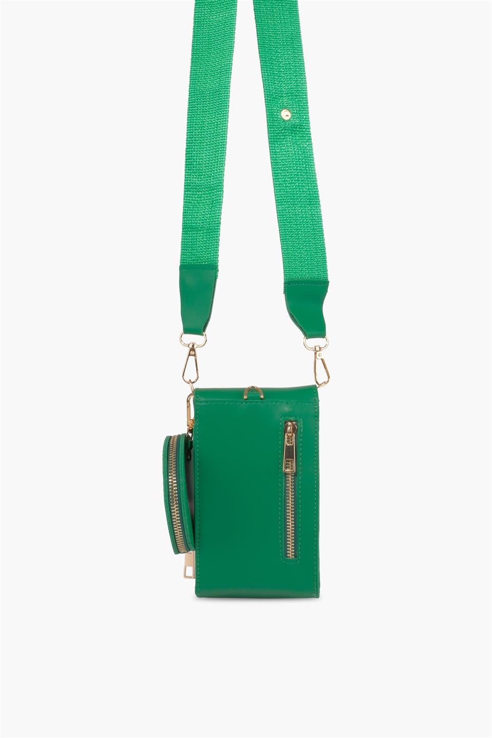 Kadın Çantası Yeşil Telefon Çantası Bozuk Para Cüzdanı Çapraz Askılı Çanta Camilla
