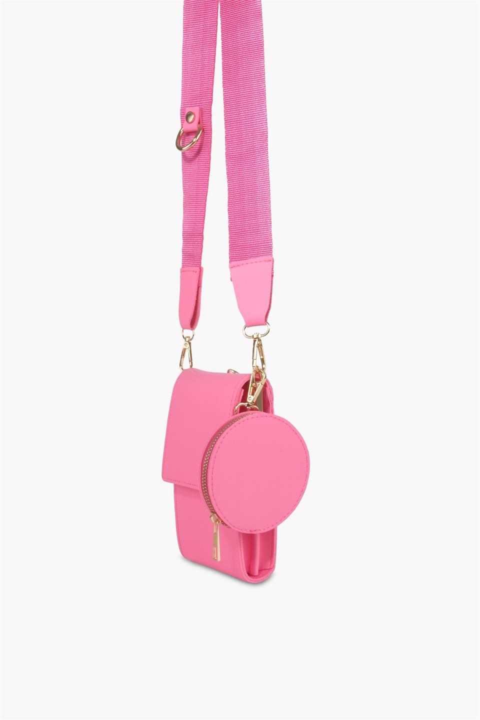 Kadın Çantası Pembe Telefon Çantası Bozuk Para Cüzdanı Çapraz Askılı Çanta Camilla