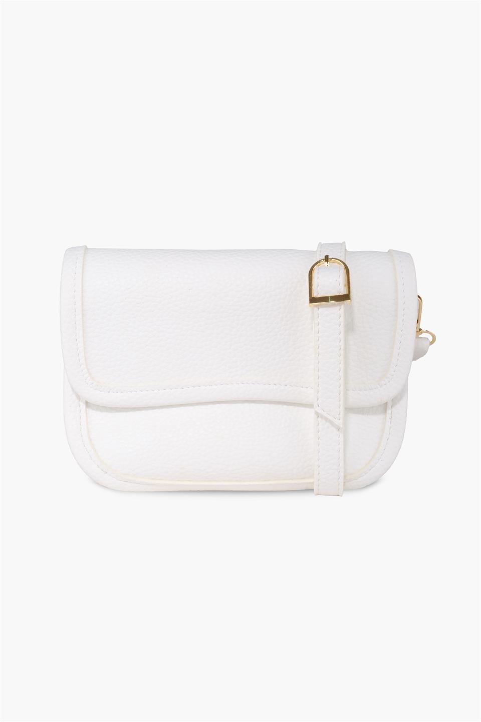 Kadın Çantası Beyaz Omuz Çantası Desenli Vegan Deri DANNY