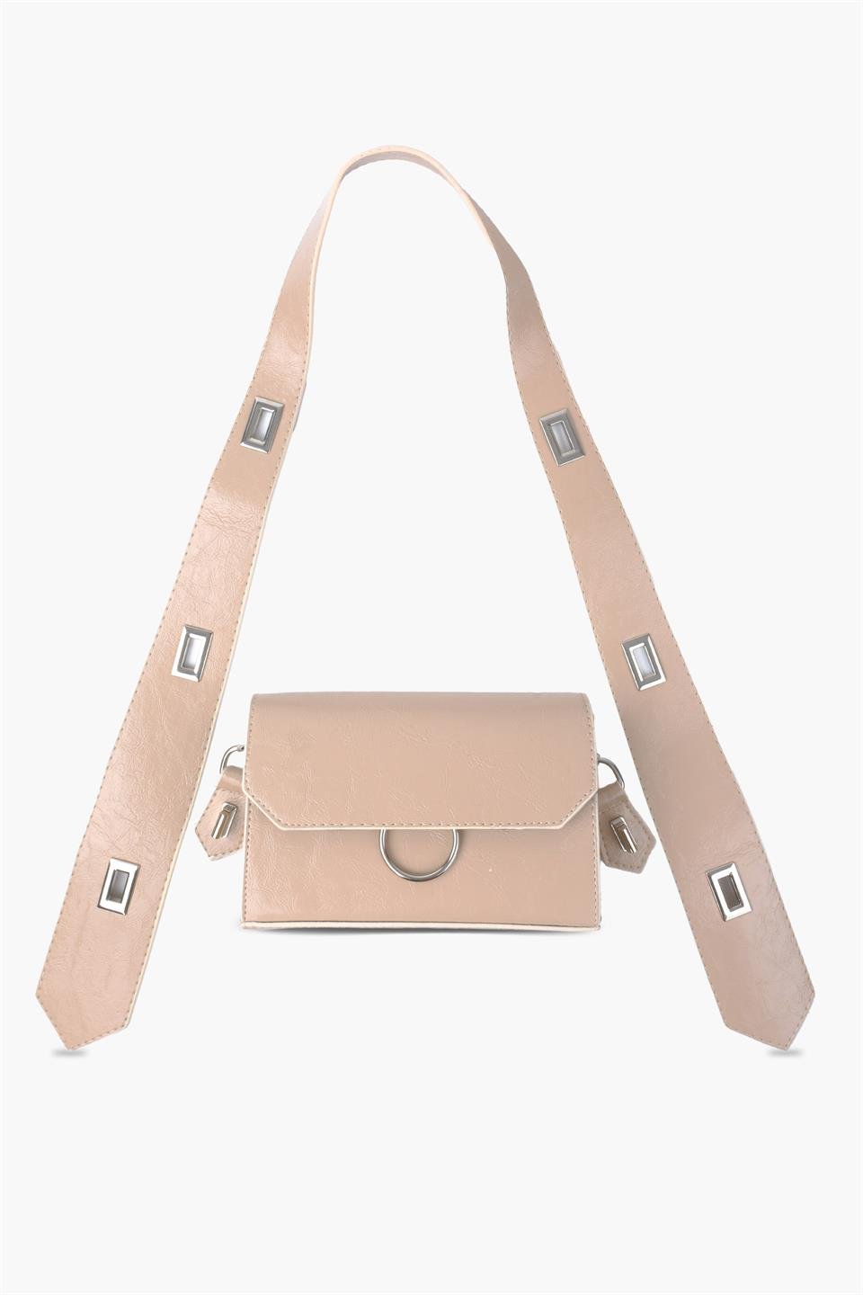 Kadın Desenli Vizon Deri Ayarlanabilir Omuz Ve El Çantası Dina