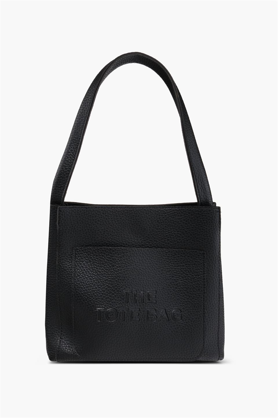 Kadın Çantası Siyah Tek Askılı İki Bölmeli  Deri Omuz Çantası JAMİA