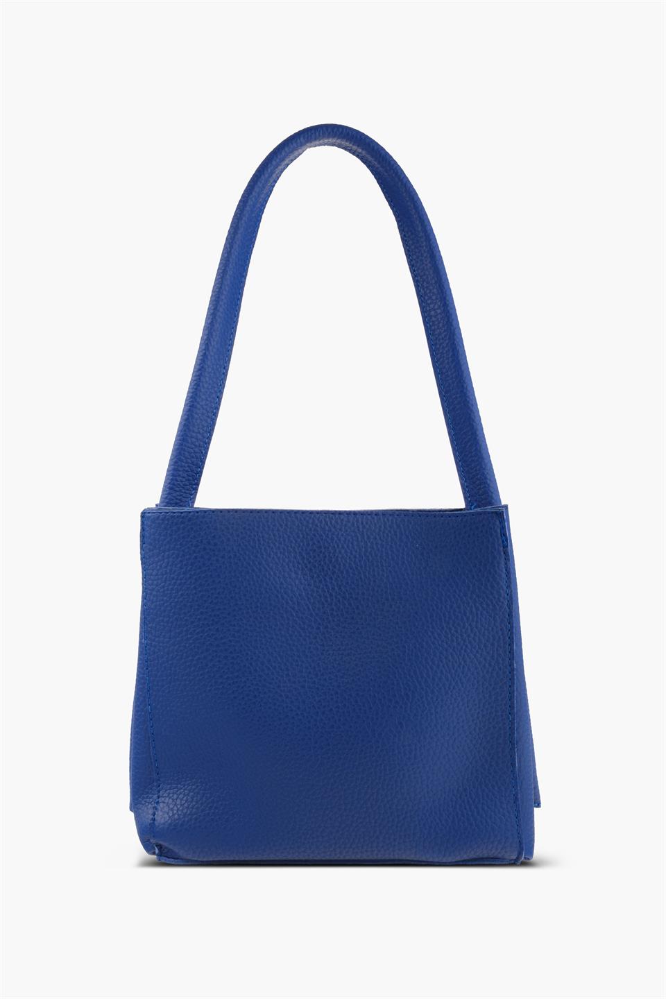 Kadın Çantası Saks Mavisi Tek Askılı İki Bölmeli  Deri Omuz Çantası JAMİA