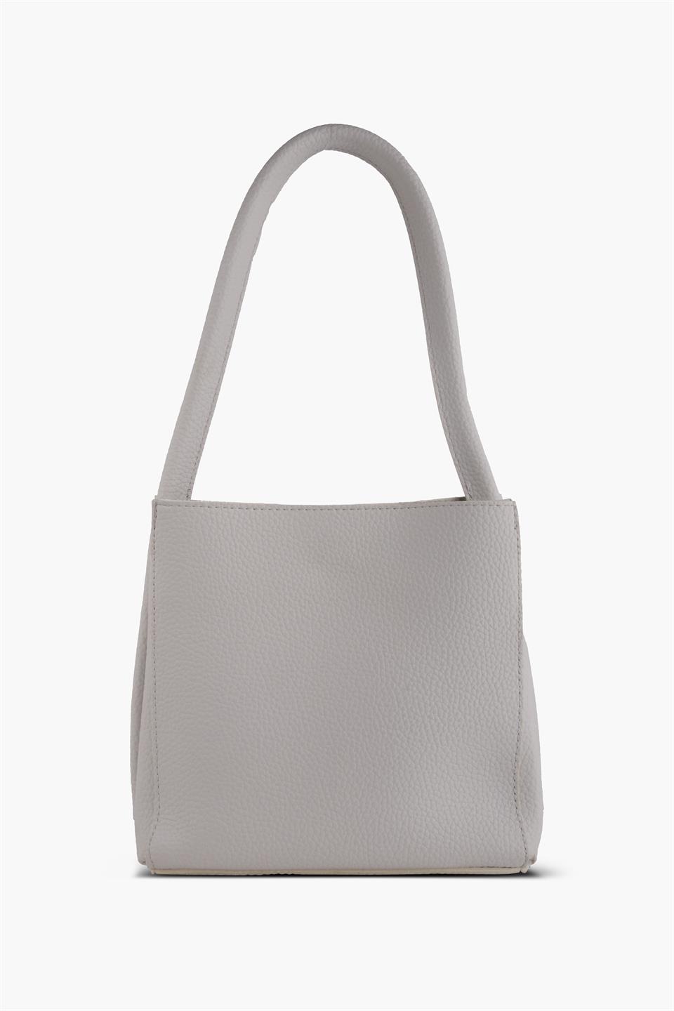 Kadın Çantası Gri Tek Askılı İki Bölmeli  Deri Omuz Çantası JAMİA