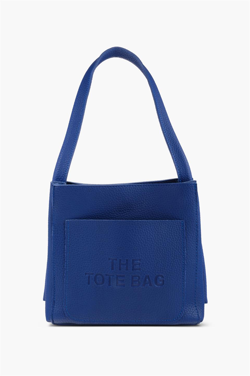 Kadın Çantası Saks Mavisi Tek Askılı İki Bölmeli  Deri Omuz Çantası JAMİA