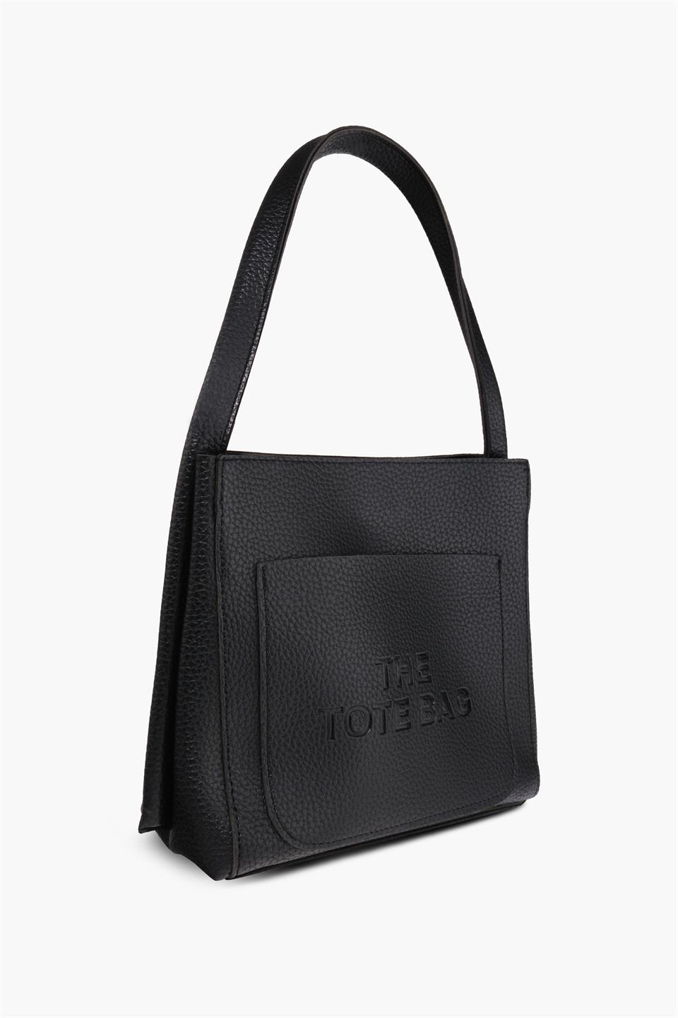 Kadın Çantası Siyah Tek Askılı İki Bölmeli  Deri Omuz Çantası JAMİA