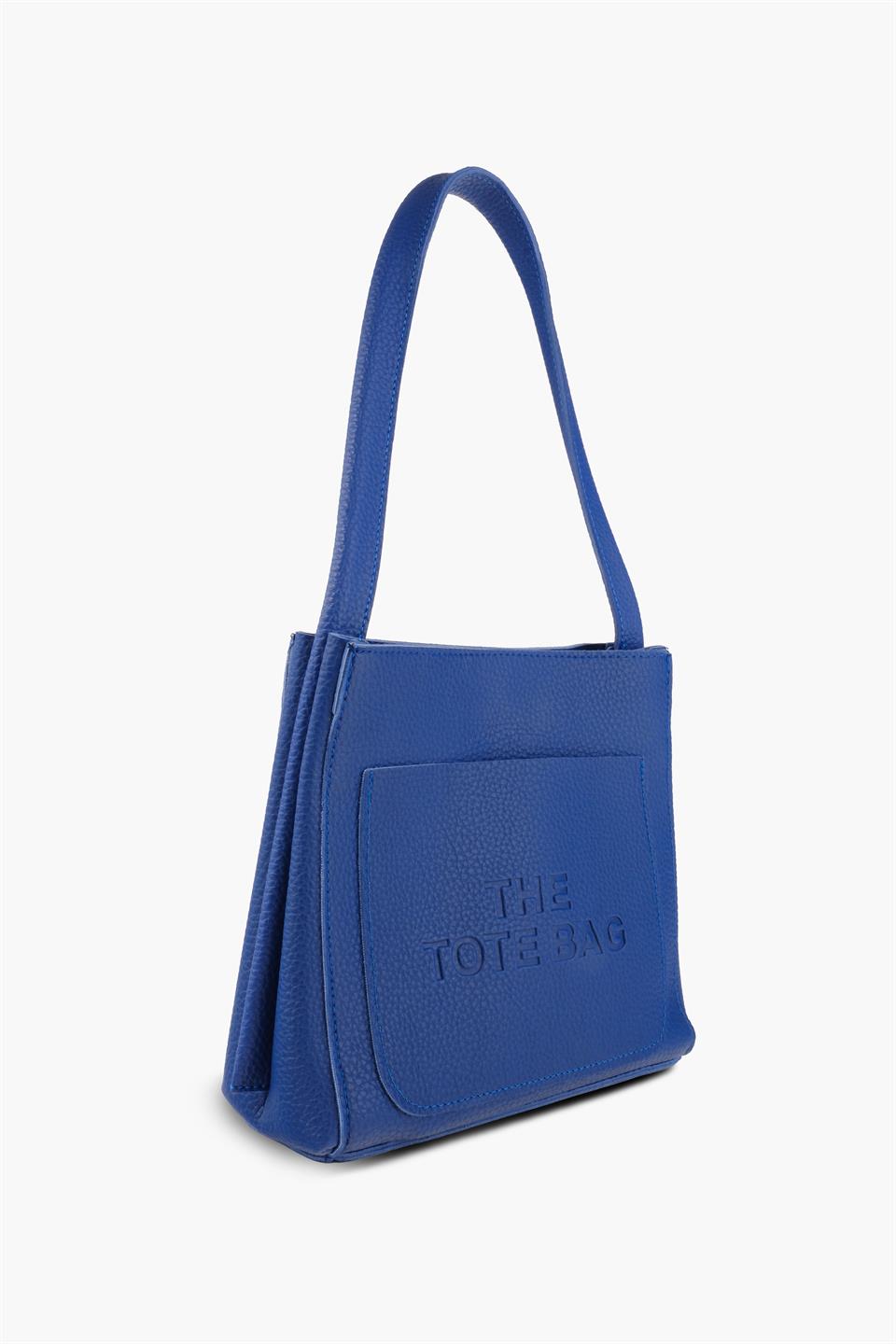 Kadın Çantası Saks Mavisi Tek Askılı İki Bölmeli  Deri Omuz Çantası JAMİA