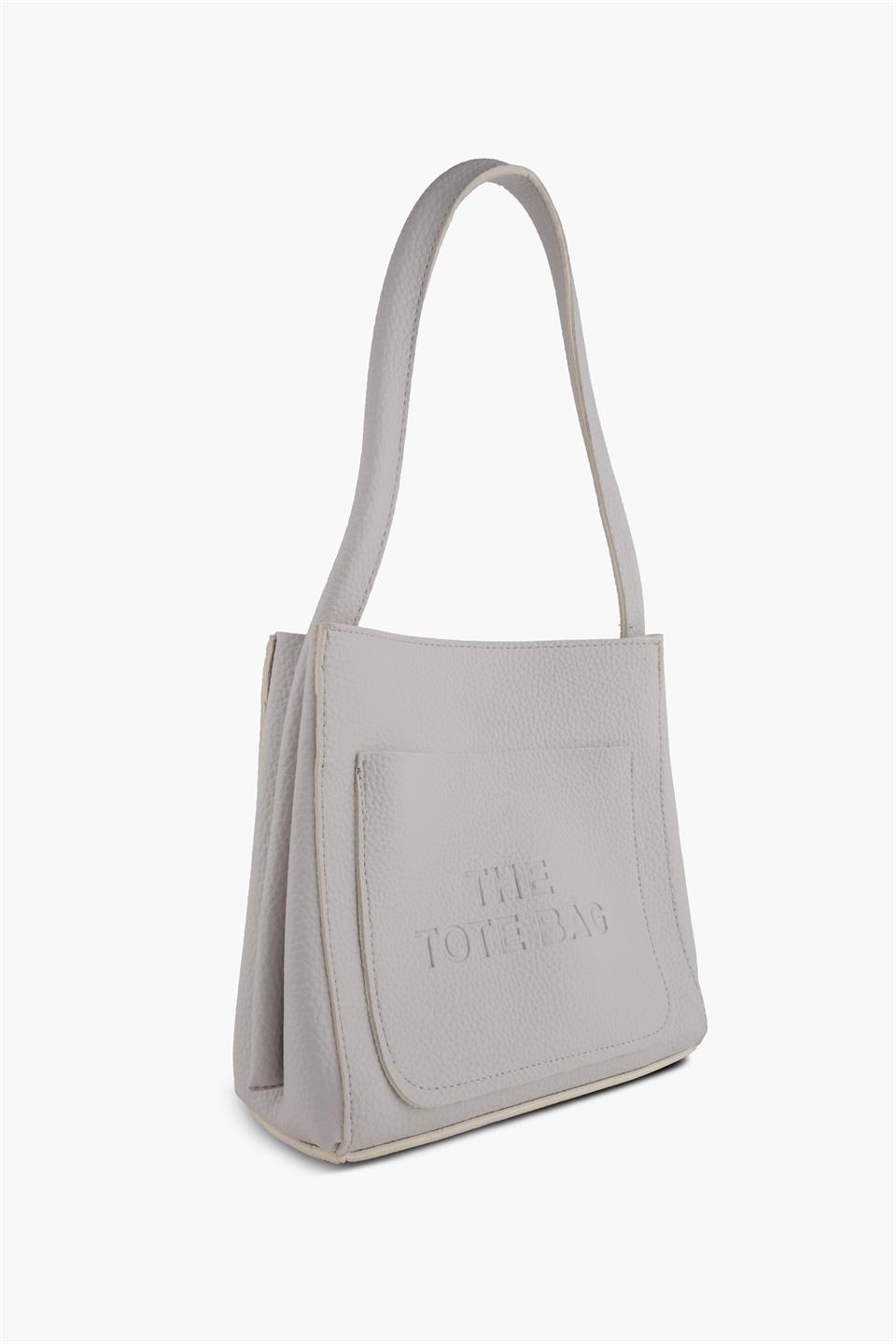 Kadın Çantası Gri Tek Askılı İki Bölmeli  Deri Omuz Çantası JAMİA