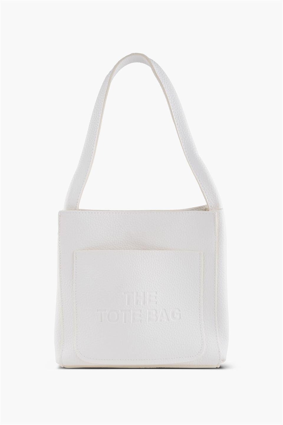 Kadın Çantası Beyaz Tek Askılı İki Bölmeli  Deri Omuz Çantası JAMİA