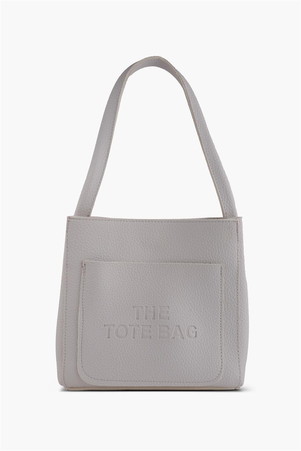 Kadın Çantası Gri Tek Askılı İki Bölmeli  Deri Omuz Çantası JAMİA