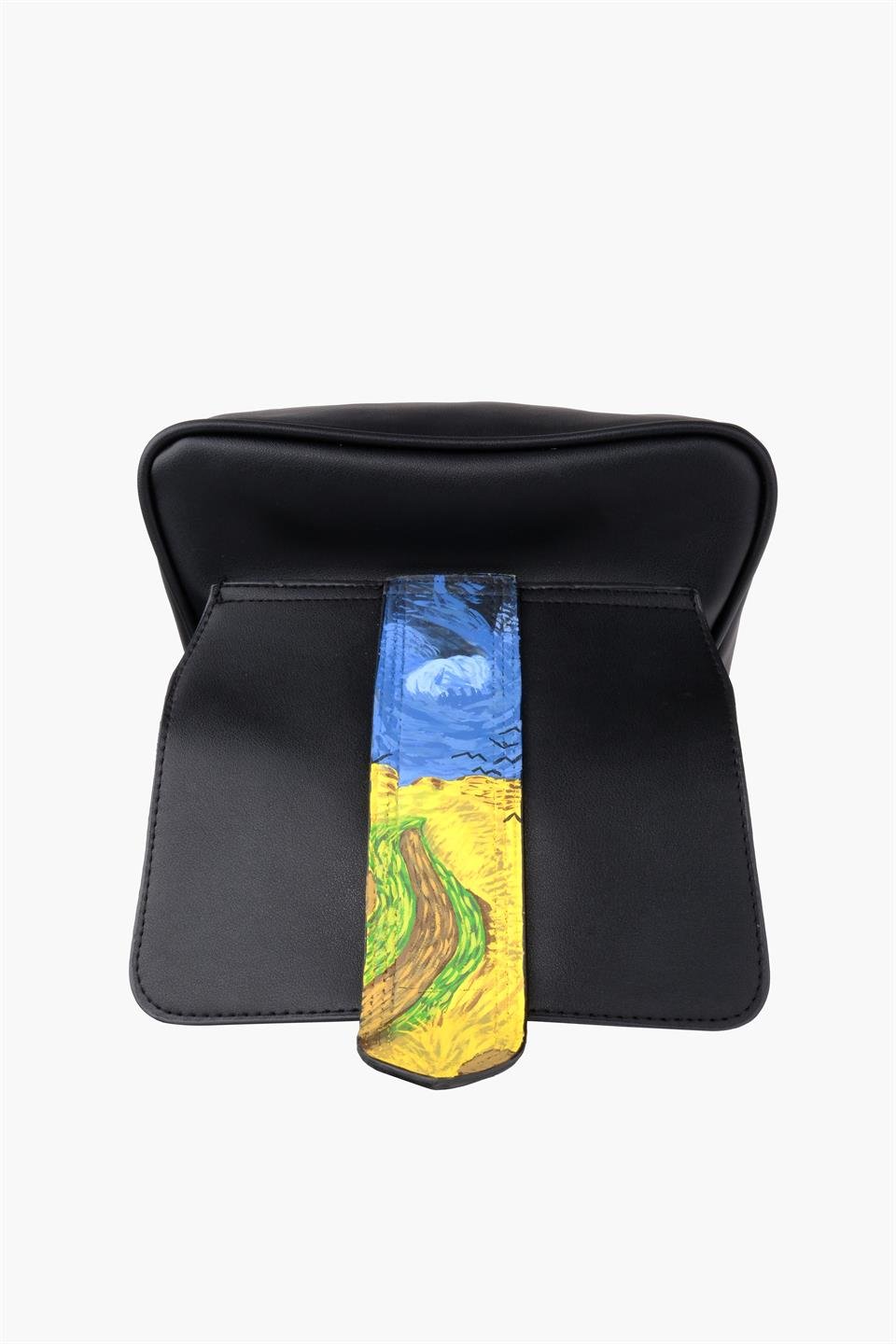 Kadın Buğday Tarlası Ve Kargalar  Siyah Askılı Deri Ve Omuz Çantası Juliette