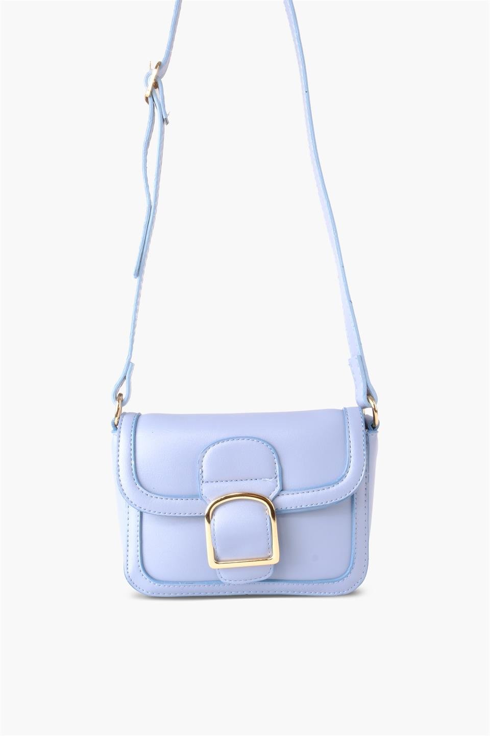 Kadın Çantası Mavi Gold Tokalı Çapraz Askılı Çanta laide