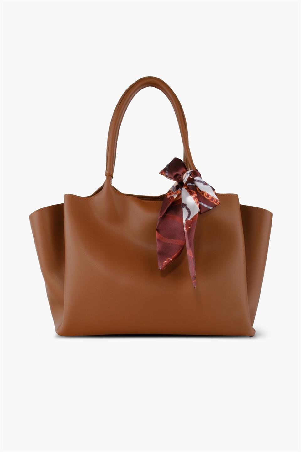 Kadın Taba Fular Aksesuarlı Yumuşak Deri Omuz Çantası Lena