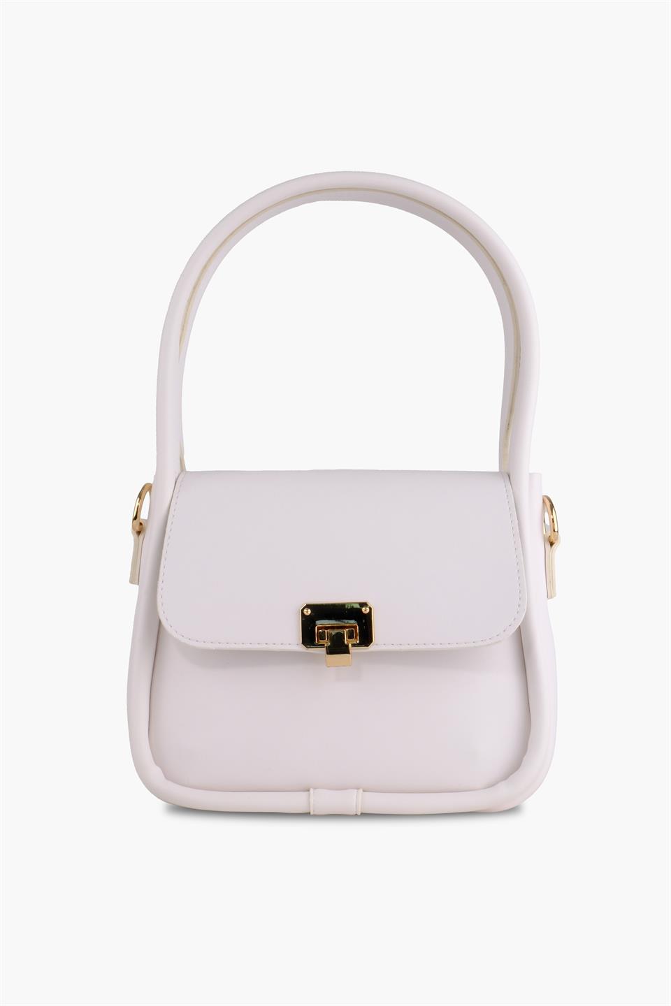 Gold Detaylı Beyaz İkili Omuz Çantası Maria