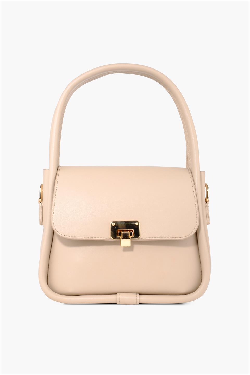 Gold Detaylı Krem İkili Omuz Çantası Maria