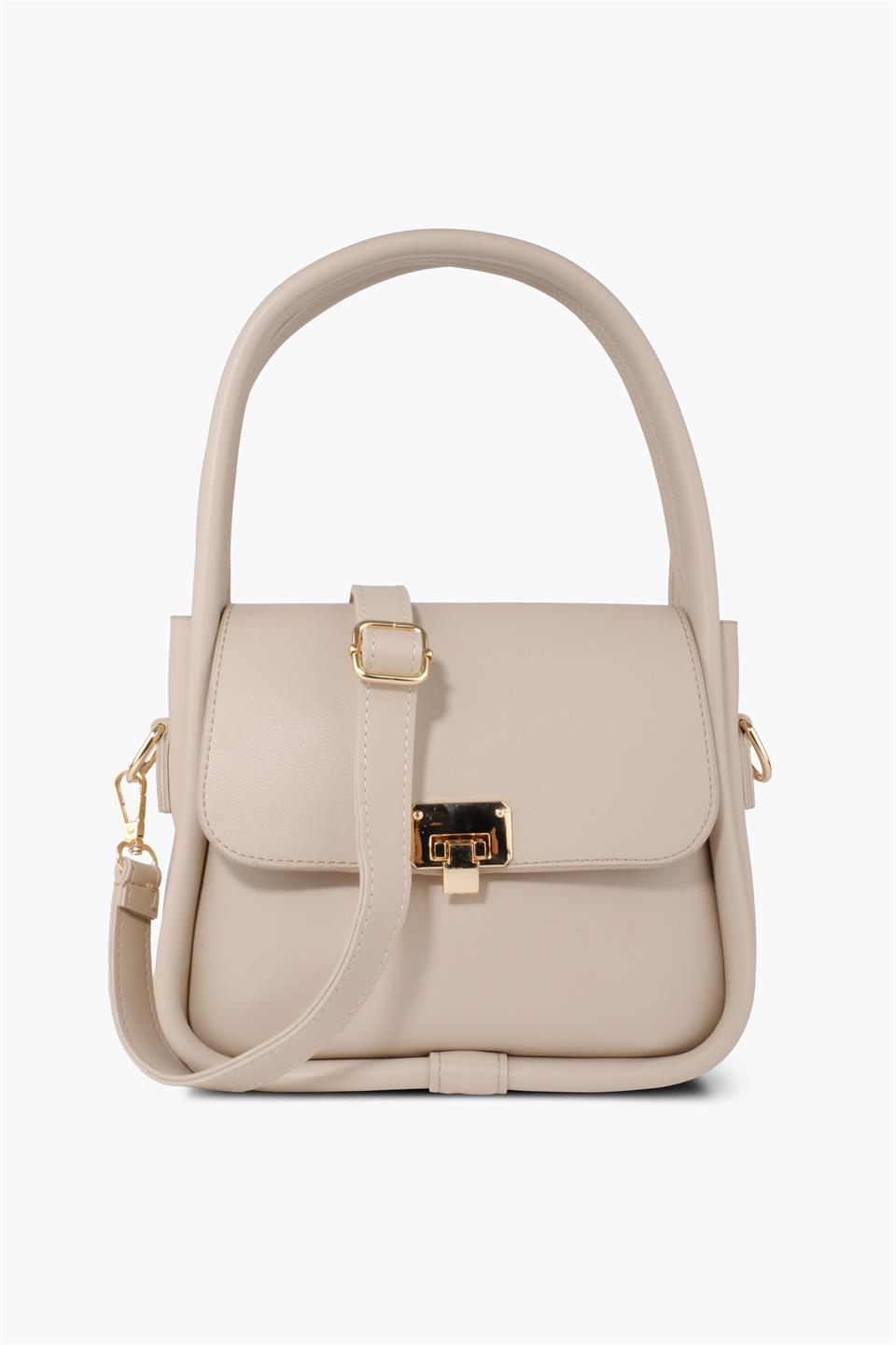 Gold Detaylı Vizon İkili Omuz Çantası Maria