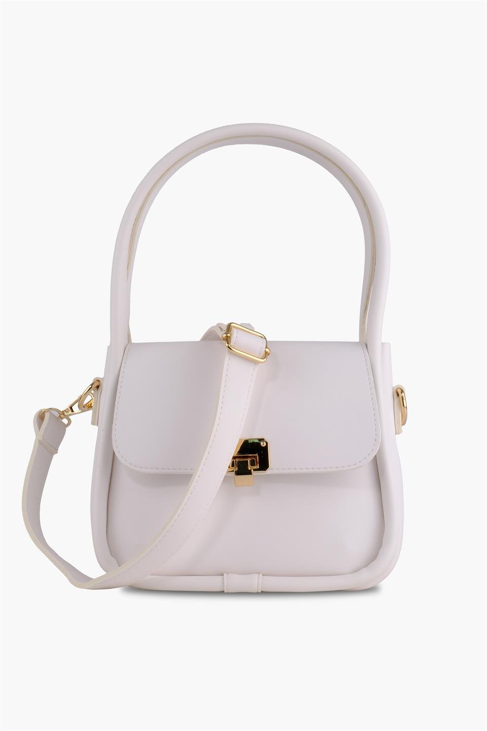 Gold Detaylı Beyaz İkili Omuz Çantası Maria