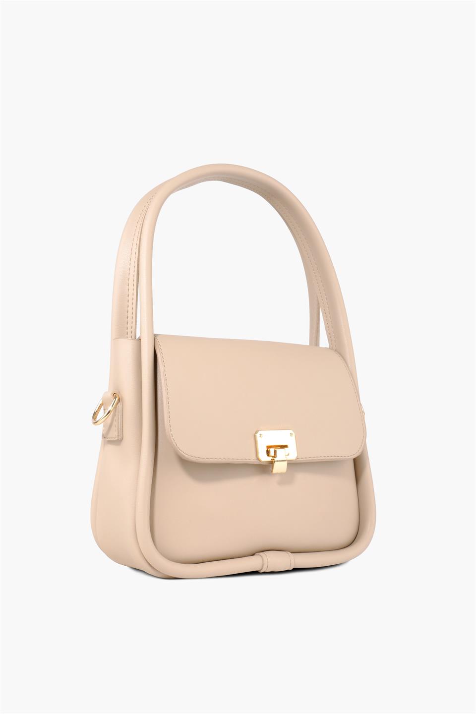 Gold Detaylı Krem İkili Omuz Çantası Maria