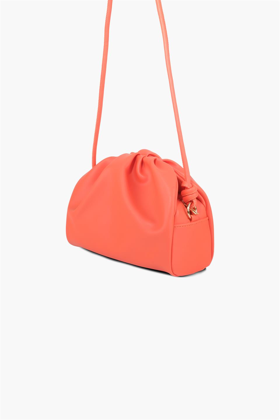 Çapraz Askılı Turuncu Çıtçıt ve Fermuarlı Deri Çanta OLİVİA