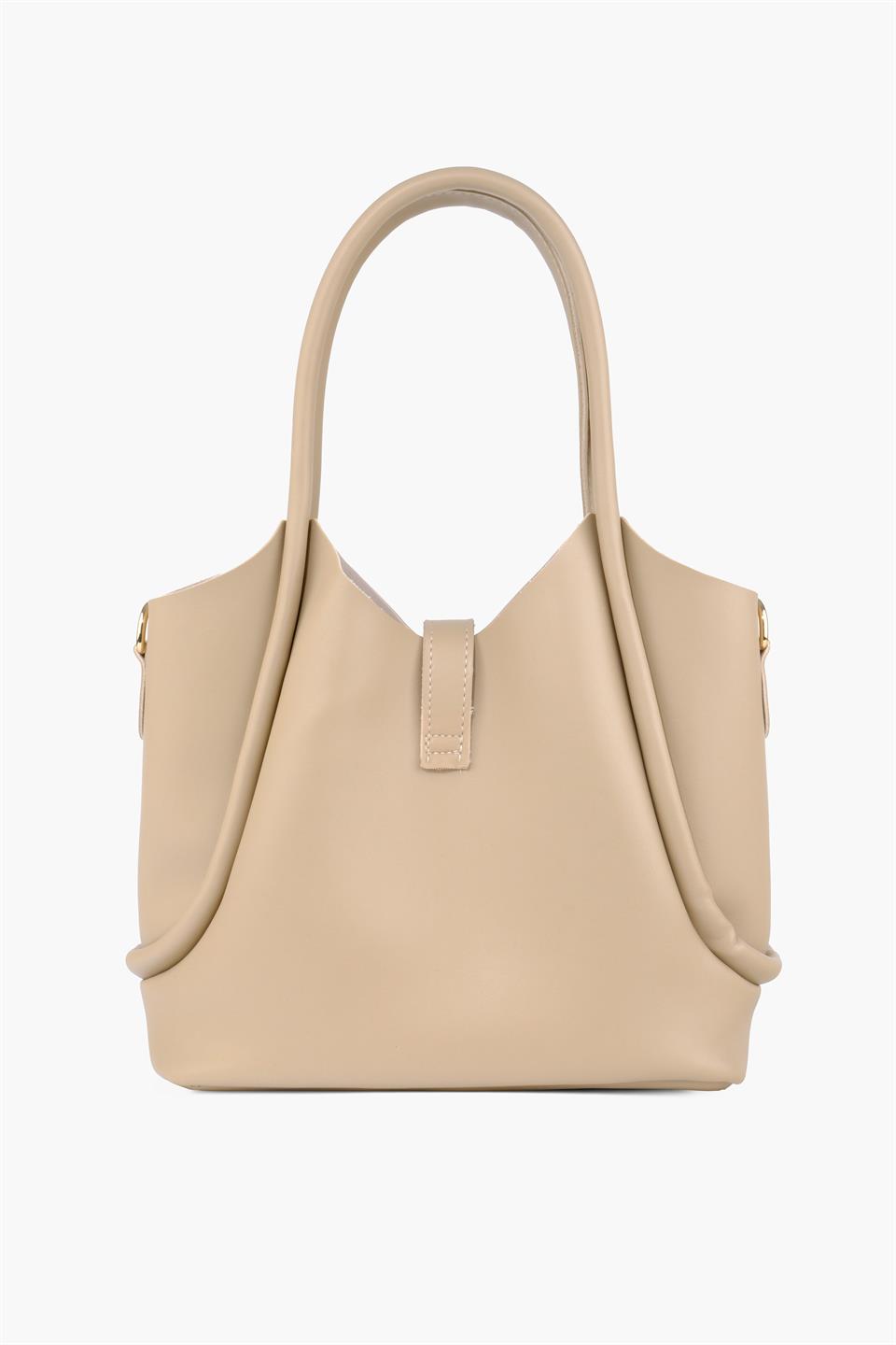 Bej Yavrulu Deri Omuz Çantası SARA