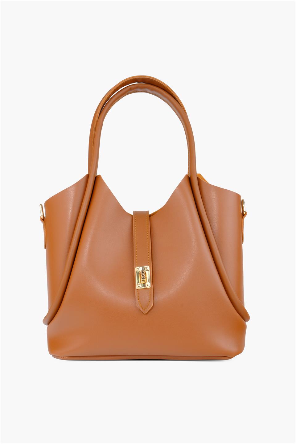 Düz Taba Yavrulu Deri Omuz Çantası SARA