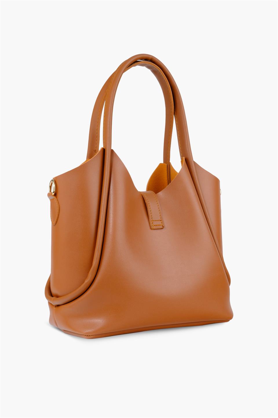 Düz Taba Yavrulu Deri Omuz Çantası SARA