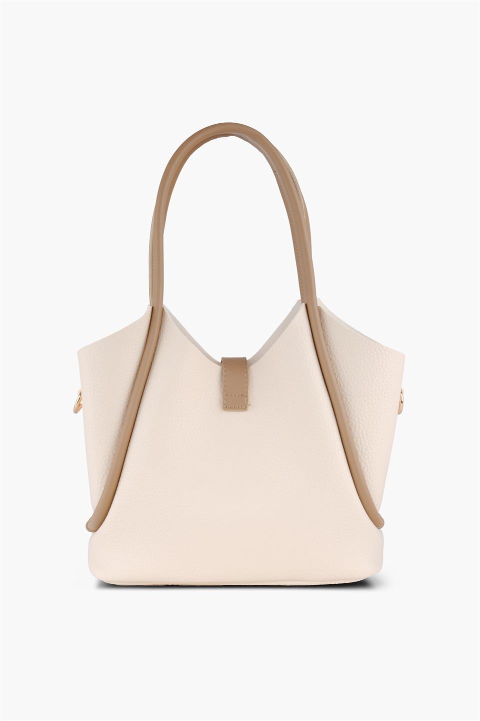 Krem Yavrulu Deri Omuz Çantası SARA