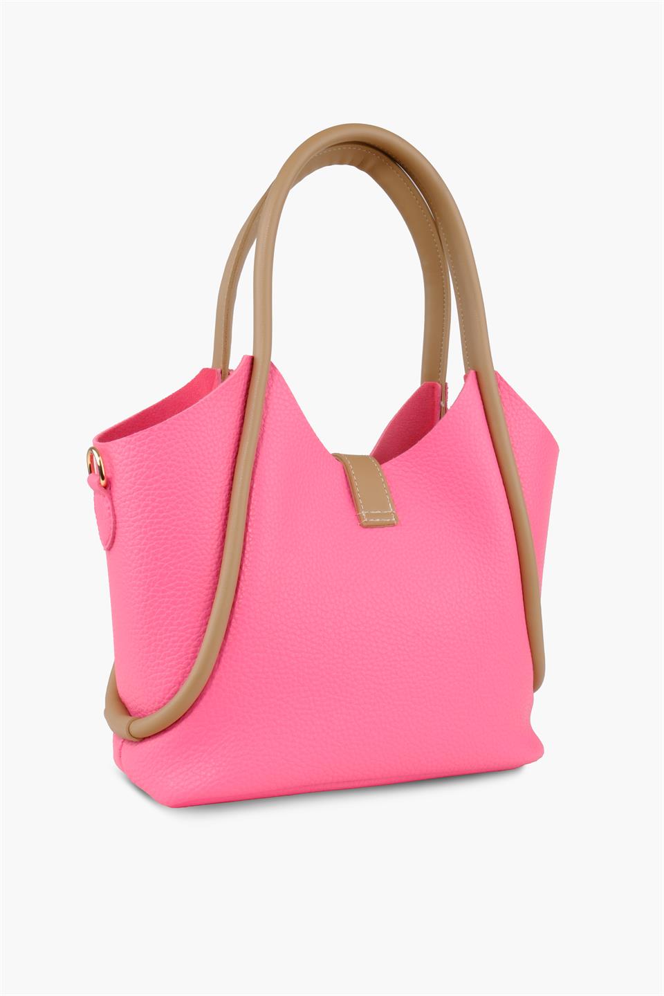 Pembe Yavrulu Deri Omuz Çantası SARA