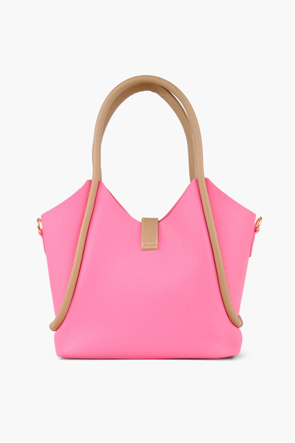 Pembe Yavrulu Deri Omuz Çantası SARA