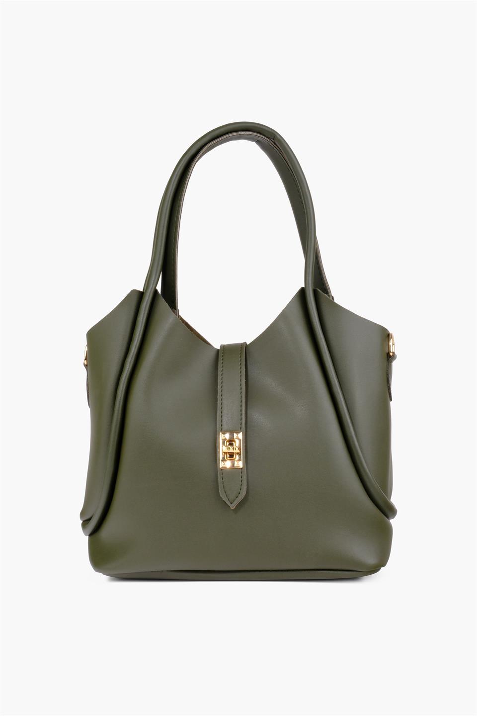 Yeşil Yavrulu Deri Omuz Çantası SARA