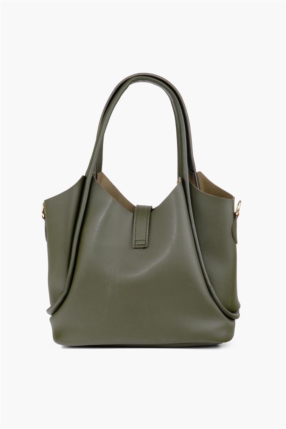 Yeşil Yavrulu Deri Omuz Çantası SARA