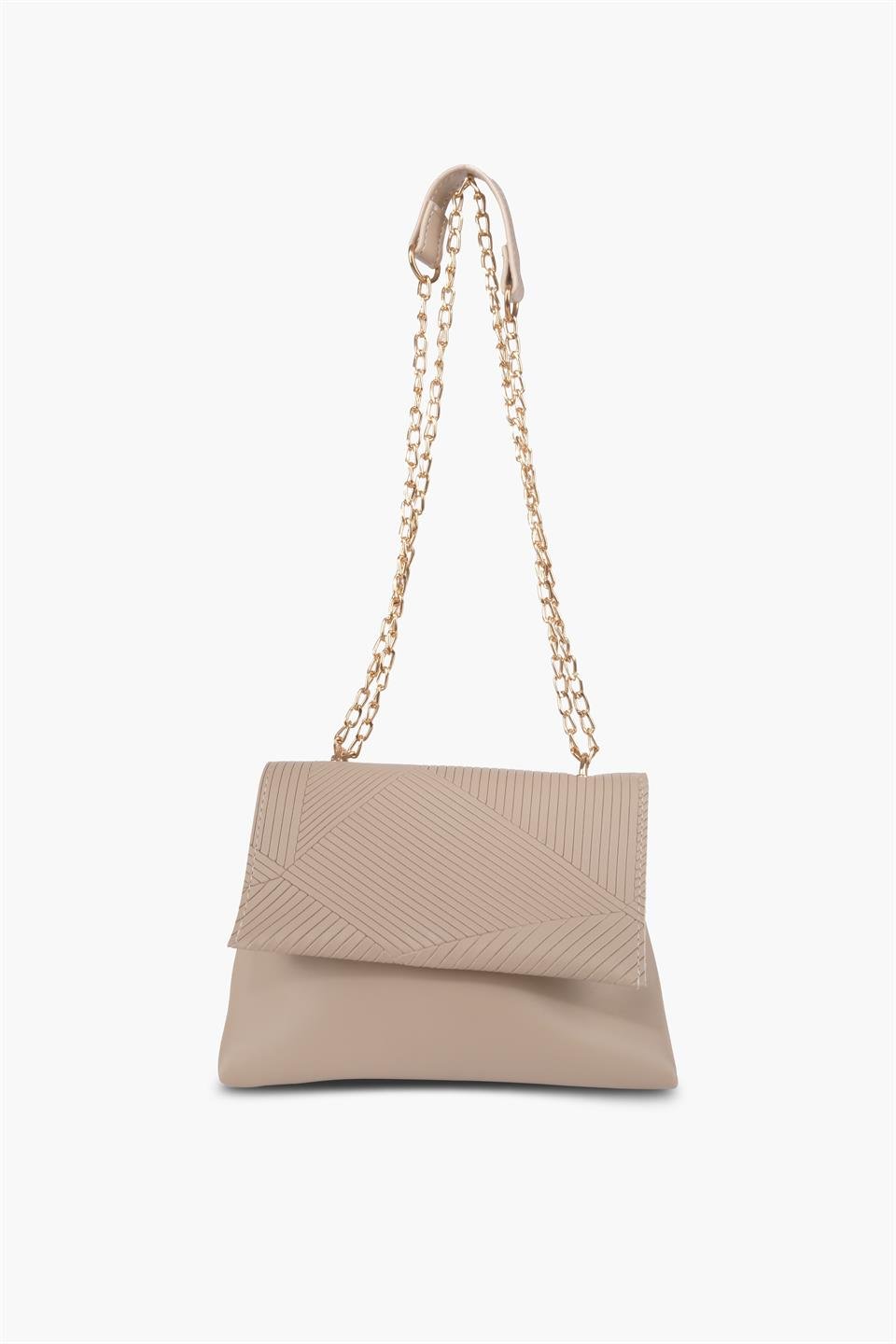 Vizon Asimetrik Desenli Gold Asklı Çapraz Askılı Ve Omuz Çantası Silvia