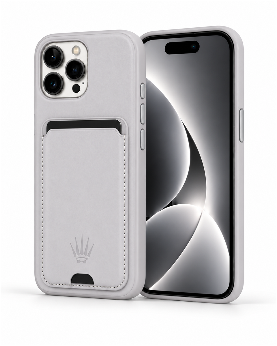 STANDLI IPHONE 14 PLUS GRİ DERİ TELEFON KILIFI