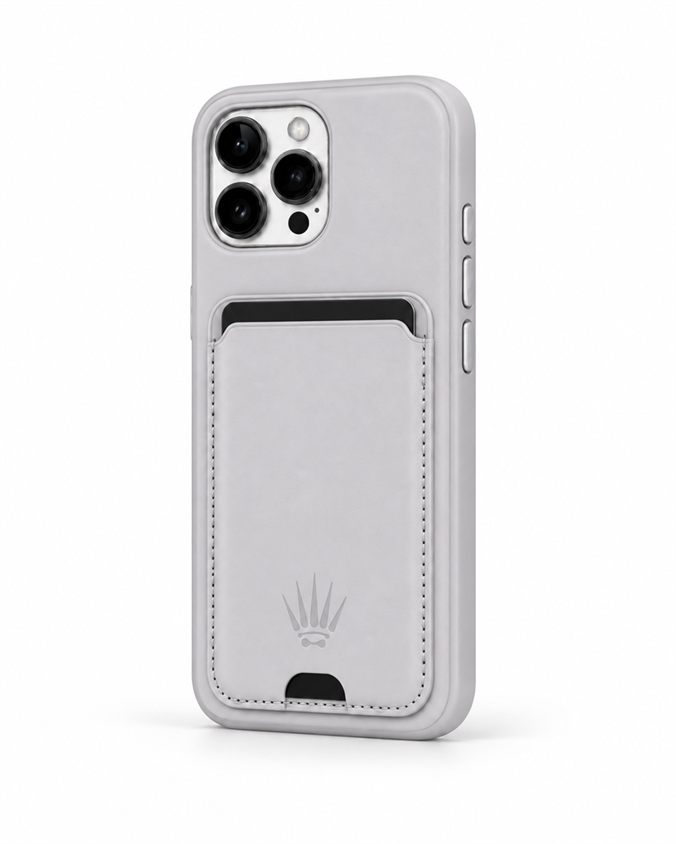 STANDLI IPHONE 15 PLUS GRİ DERİ TELEFON KILIFI