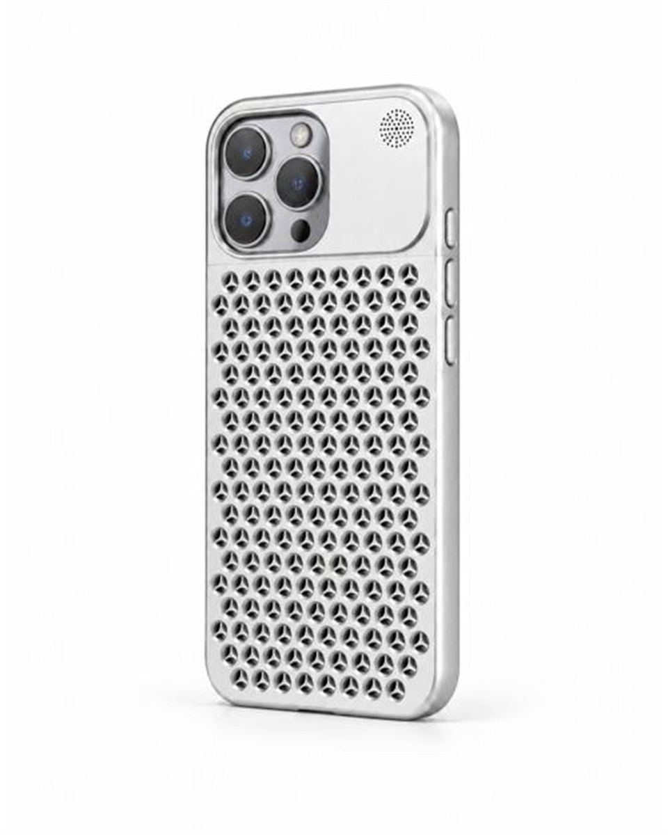 The Bulwark 14 Pro Max Silver  Alüminyum Alaşımlı,Kokulu Metal Kızaklı Telefon Kılıfı