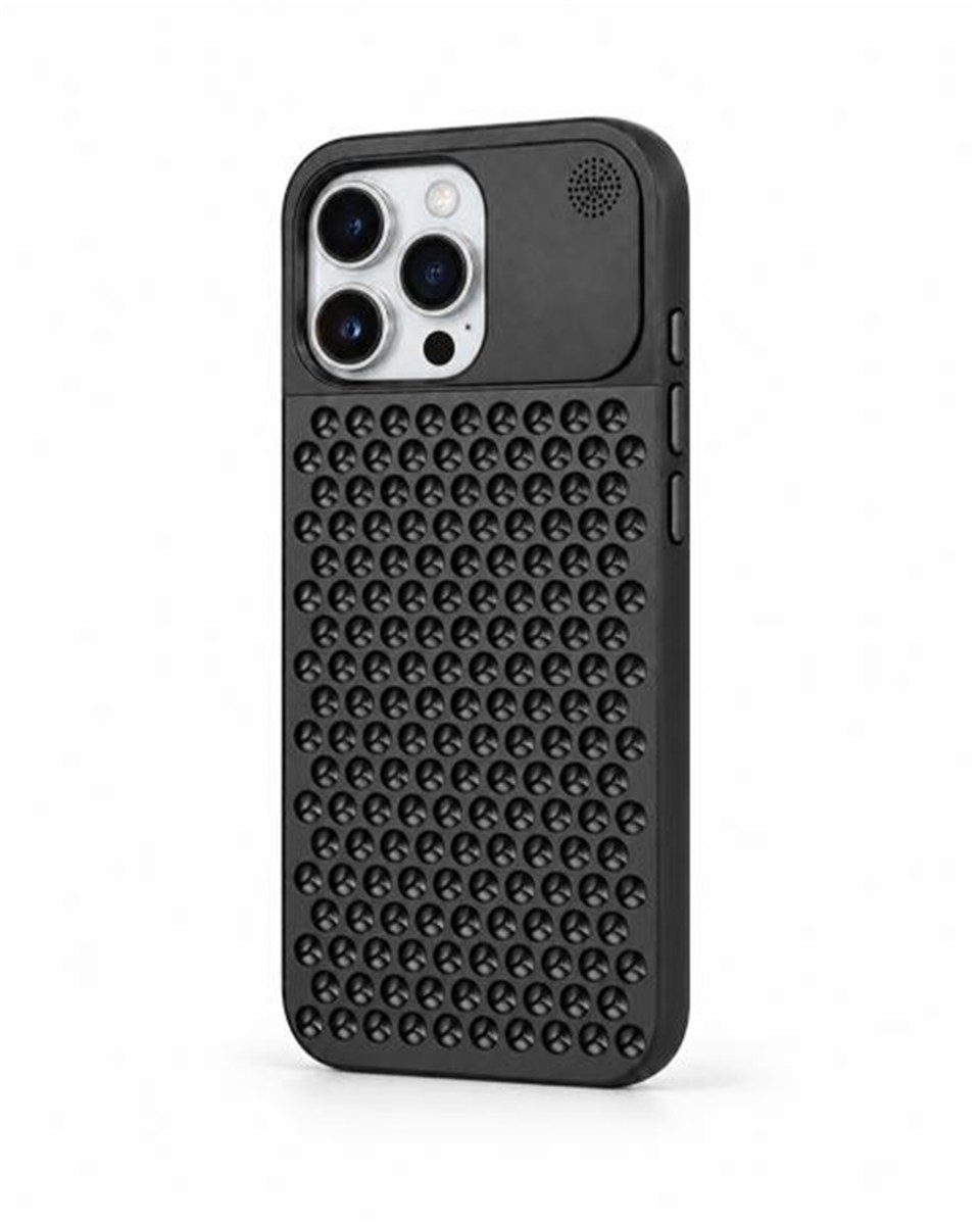 The Bulwark 14 Pro Max SİYAH Alüminyum Alaşımlı,Kokulu Metal Kızaklı Telefon Kılıfı