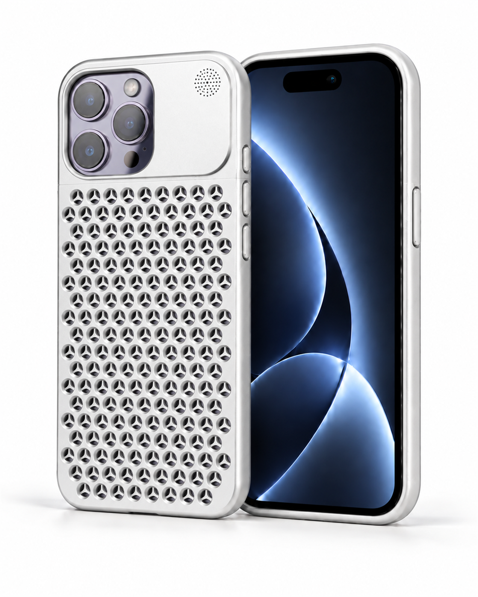 The Bulwark 14 Pro Max Silver  Alüminyum Alaşımlı,Kokulu Metal Kızaklı Telefon Kılıfı
