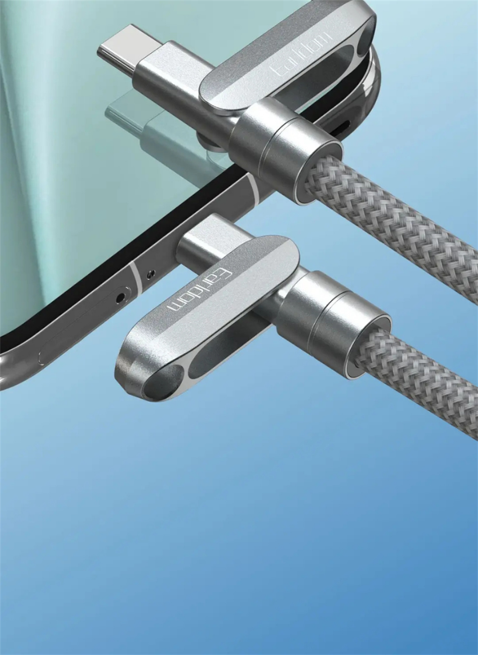 EC-208CL 1M 27W Type-C to Lightning Ekstra Boyun Askısına Dönüşme Özellikli PD Hızlı Şarj Kablosu - Gümüş