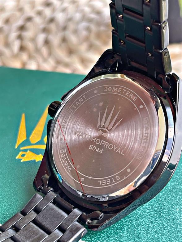 Çelik Kordonlu Siyah Kol Saati Hardlex Mineral Cam, 3ATM Otomatik Mekanizma Aquarecer 