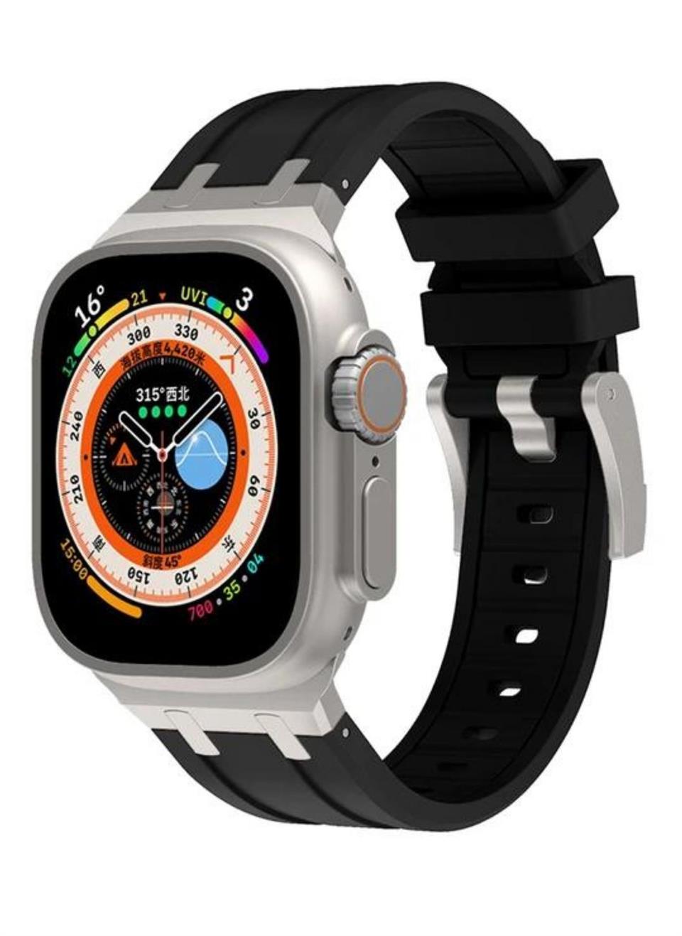 Apple Slikon Saat Kayışı Silver Siyah watch ultra 9 8 7 6 SE 5  49mm 45 mm 44 mm 42 mm