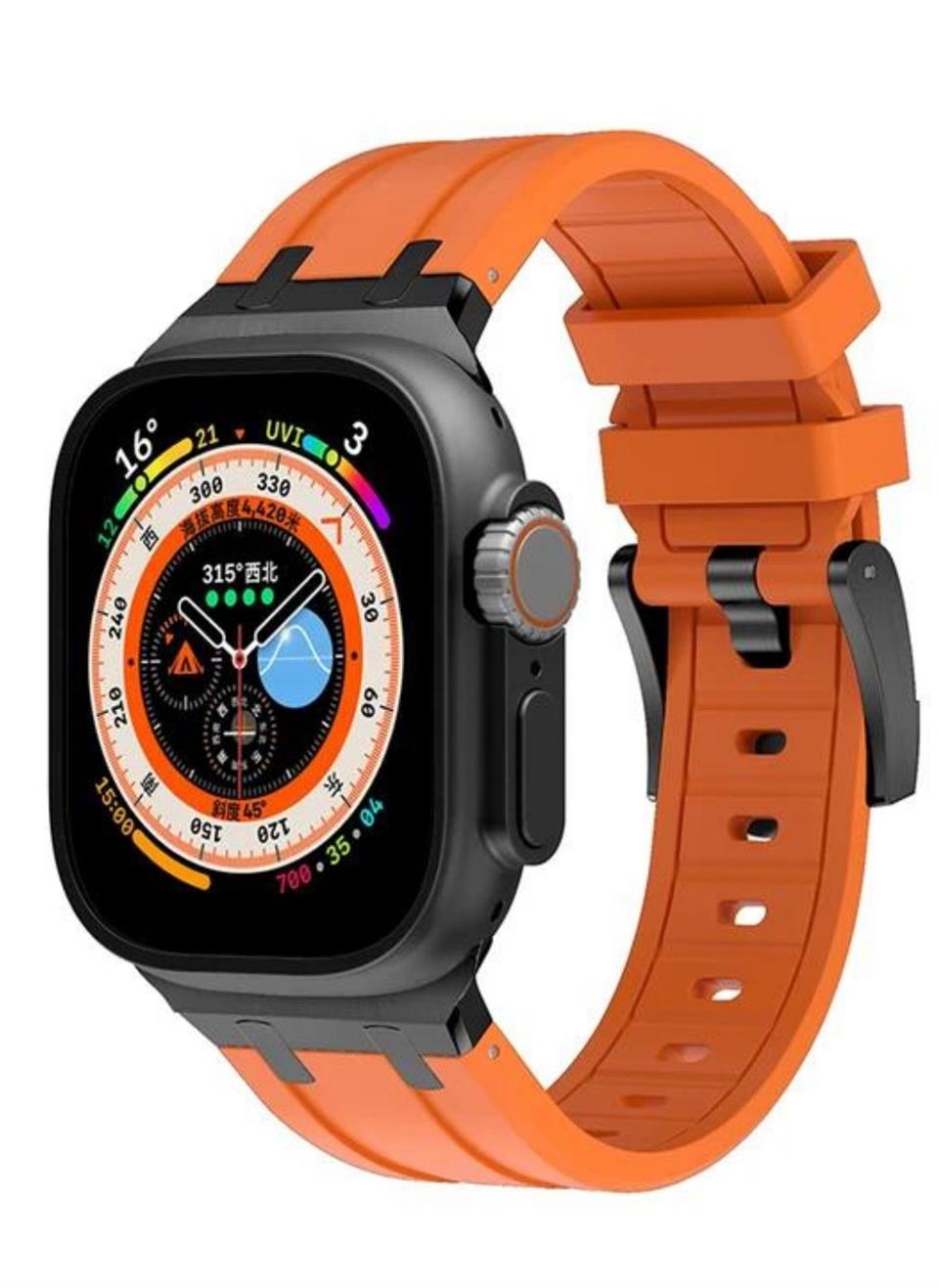 Apple Slikon Saat Kayışı Siyah Turuncu watch ultra 9 8 7 6 SE 5  49mm 45 mm 44 mm 42 mm