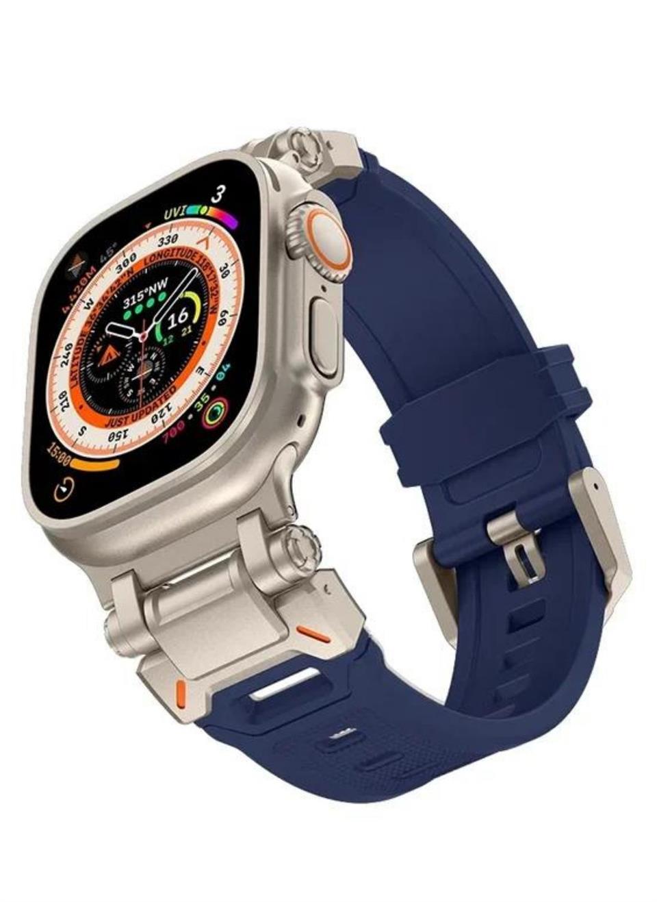 Apple Slikon Titanium Toka Saat Kayışı Mavi watch ultra 9 8 7 6 SE 5  49mm 45 mm 44 mm 42 mm